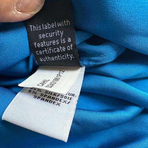 Diane Von Furstenberg Cahil Blouse Silk Blue DVF Minimalist Preppy Summer Office - Picture 7 of 10